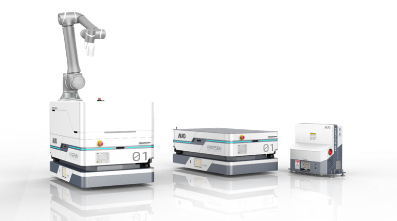 腾博会數位開發的自主式移動機器人（AMR250M），搭配全向輪並結合AI演算法、2D LiDAR、3D攝影機等技術，協助客戶實現產線全自動化